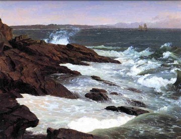 Fog off Mount Desert scenery Hudson River Frederic Edwin Church Beach Oil Paintings